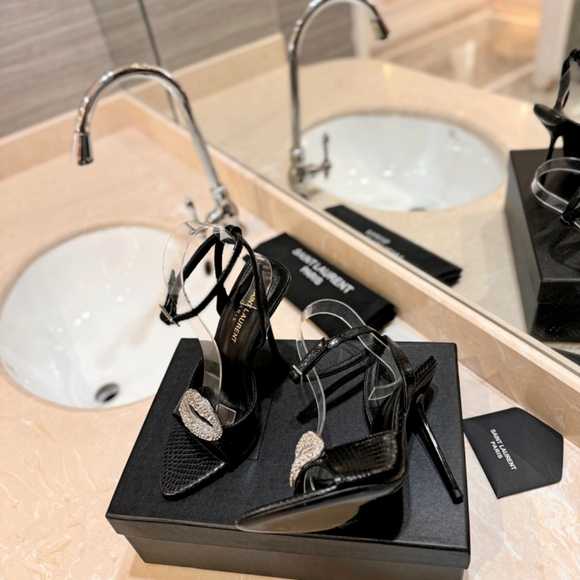 YSL Snake Pattern Crystal Heels - Picture 6 of 6